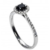 0.64 Cts. 18K White Gold Black Diamond Engagement Ring